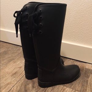 Coach black rubber boots